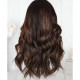 Perruque pour femme cheveux longs look réel et naturels bruns foncés 9