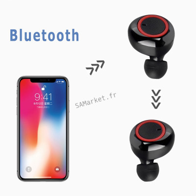 Écouteurs Oreillette Stéréo Bluetooth 5.0  Micro Intégré C4755