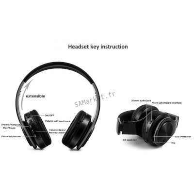 Écouteurs Bluetooth Avec Fonction MP3 Radio FM Téléphone Tablette Iphone Samsung Huawei Casque Audio Stéréo11