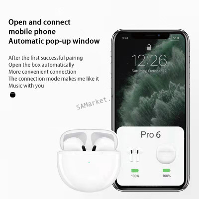 Écouteurs sans fil Air PRO 6 TWS Mini casque d'écoute Bluetooth 5.0 son stéréo HIFI Pop up automatique pour Xiaomi Android iPhone iOS5