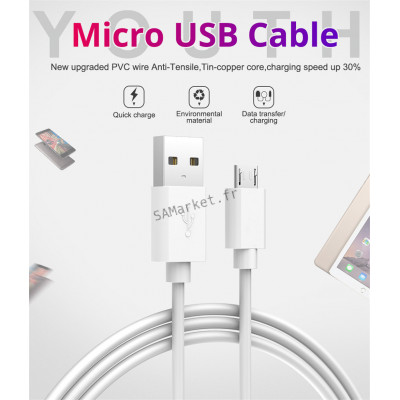 Câble Chargeur Micro USB 5A Compatible Android Tout Téléphone Micro USB3