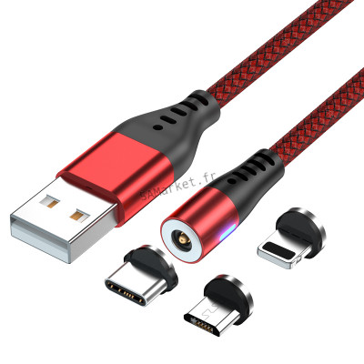 Câble Magnétique Avec Lumière LED USB-C USB TYPE C Recharge de Téléphone Transfert Données Compatible avec iPhone 11 iPhone 12 Pro Max Samsung et Xiaomi4
