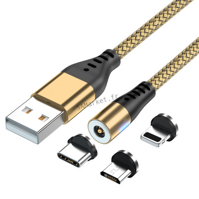Câble Magnétique Avec Lumière LED USB-C USB TYPE C Recharge de Téléphone Transfert Données Compatible avec iPhone 11 iPhone 12 Pro Max Samsung et Xiaomi5