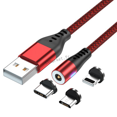 Câble Magnétique Avec Lumière LED USB-C USB TYPE C Recharge de Téléphone Transfert Données Compatible avec iPhone 11 iPhone 12 Pro Max Samsung et Xiaomi2