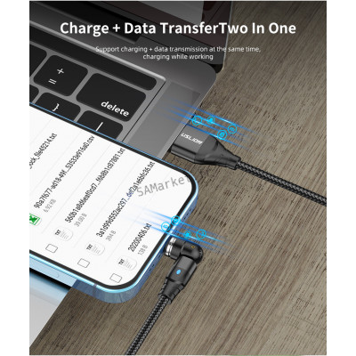 Chargeur Magnétique Câble iOS Micro USB Type C Recharge Rapide Tête Rotative6