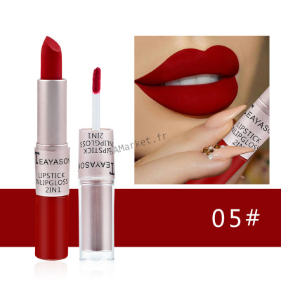 Rouge à Lèvres Double Lipstick LipGloss Sexy Longue Durée Brillant Velours Mat Imperméable10