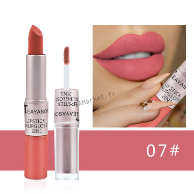 Rouge à Lèvres Double Lipstick LipGloss Sexy Longue Durée Brillant Velours Mat Imperméable12