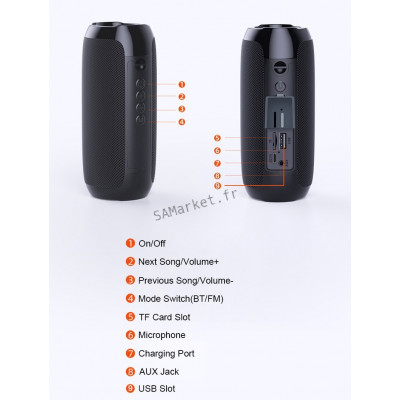 Enceinte Bluetooth Stéréo Surround Haut-parleurs Portables Étanche Avec Lecteur Carte Mémoire TF et Radio FM7