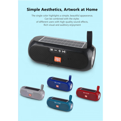 Haut-Parleur Bluetooth Avec Panneau Solaire Étanche Pour Recharge Automatique Usb Auxiliaire Radio Fm Carte TF4