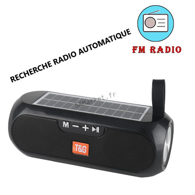 Haut-Parleur Bluetooth Avec Panneau Solaire Étanche Pour Recharge Automatique Usb Auxiliaire Radio Fm Carte TF8