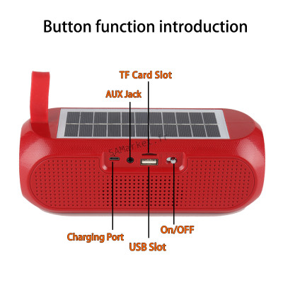 Haut-Parleur Bluetooth Avec Panneau Solaire Étanche Pour Recharge Automatique Usb Auxiliaire Radio Fm Carte TF5