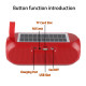 Haut-Parleur Bluetooth Avec Panneau Solaire Étanche Pour Recharge Automatique Usb Auxiliaire Radio Fm Carte TF14