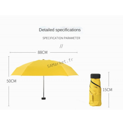 Mini Parapluie De Poche 88cm Durable Léger Et Résistant Au Vent Parasol De Protection Solaire 6 Couleurs6