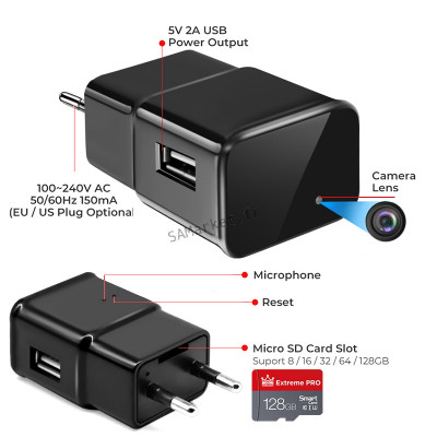 Caméra Caché Espion de Surveillance dans Chargeur USB Téléphone Portable Enregistrement Vision Directe A Distance7