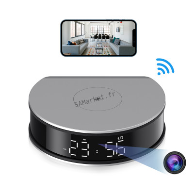Mini caméra de Surveillance secrète WIFI HD horloge Vision nocturne alarme pour maison chargeur sans fil caméscope2