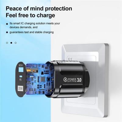 Chargeur Charge rapide adaptateur USB 20W 2 Port USB PLUS Type C9