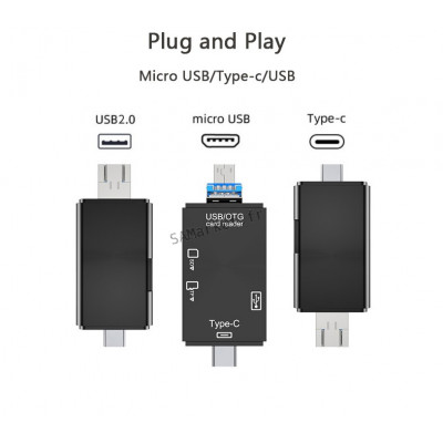 Adaptateur USB Lecteur carte mémoire compatible android pc mac smartphone OTG multifonction4