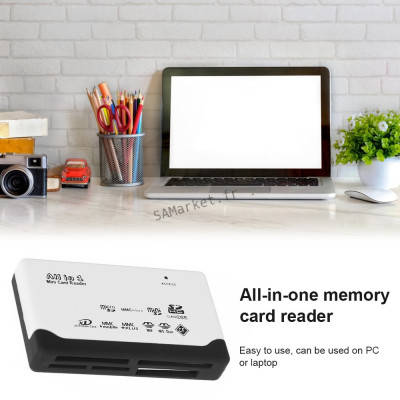 Lecteur de carte mémoire externe USB MicroSD, MMC Micro, MiniSD, SD HC, XD Card, MMC, MMC+, M2, MS Duo, CF4