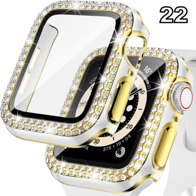 Coque de protection Apple Watch avec verre anti-choc quartz strass brillant33