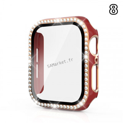 Coque de protection Apple Watch avec verre anti-choc quartz strass brillant19