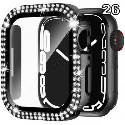 Coque de protection Apple Watch avec verre anti-choc quartz strass brillant37