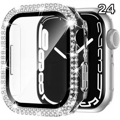 Coque de protection Apple Watch avec verre anti-choc quartz strass brillant35