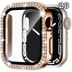 Coque de protection Apple Watch avec verre anti-choc quartz strass brillant78