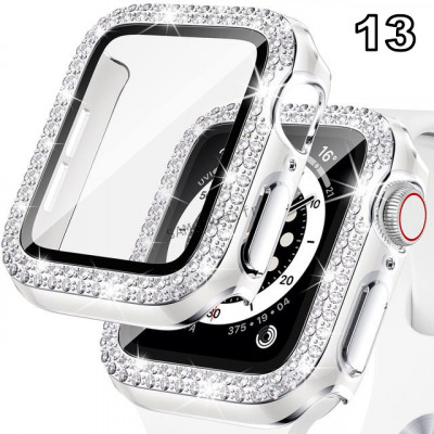 Coque de protection Apple Watch avec verre anti-choc quartz strass brillant24