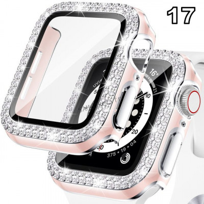 Coque de protection Apple Watch avec verre anti-choc quartz strass brillant28