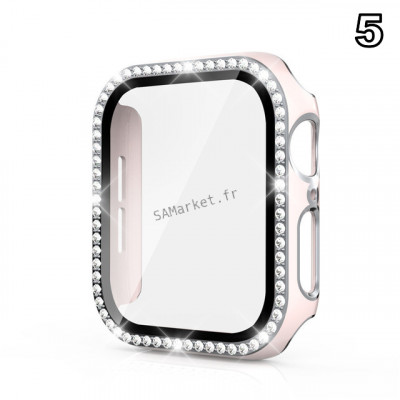 Coque de protection Apple Watch avec verre anti-choc quartz strass brillant16