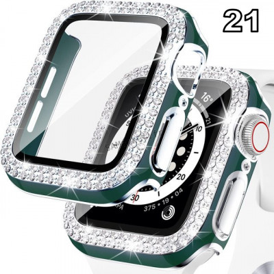 Coque de protection Apple Watch avec verre anti-choc quartz strass brillant32