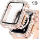 Coque de protection Apple Watch avec verre anti-choc quartz strass brillant68