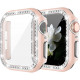 Coque de protection Apple Watch avec verre anti-choc quartz strass brillant45
