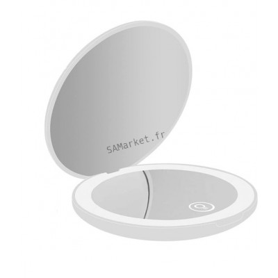 Miroir double de maquillage lumineux portable autonomie 5 heures rechargeable grossissement  1x à 10x5