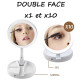 Miroir de maquillage lumineux avec support table grossissement x10 pliable10