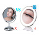 Miroir de Maquillage lumineux avec écran tactile rechargeable grossissement du visage x10 avec ventouse pour accroche support mural 12