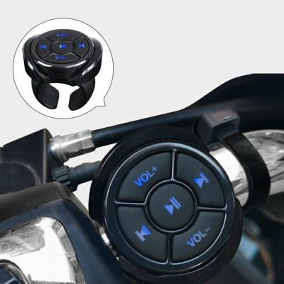 Télécommande bluetooth pour contrôle de Smartphone Guidon vélo moto scooter Volant Voiture prise de photo play pause avance retour vol+ vol- compatible tout téléphone Android iPhone Smasung Xiaomi iOS4