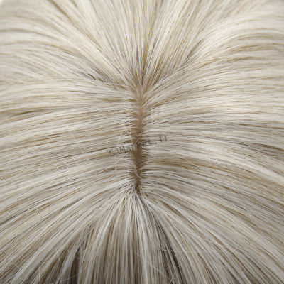 Perruque courte femme blond blonde look authentique et naturel avec frange cheveux synthétiques résiste à la chaleur6
