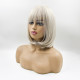 Perruque courte femme blond blonde look authentique et naturel avec frange cheveux synthétiques résiste à la chaleur11