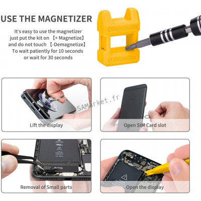 Kit de réparation Smartphone Tablette Android iOS tournevis de précision aimanté 122 embouts magnétique démontage et réparation électronique smartphone ordinateur tablette8