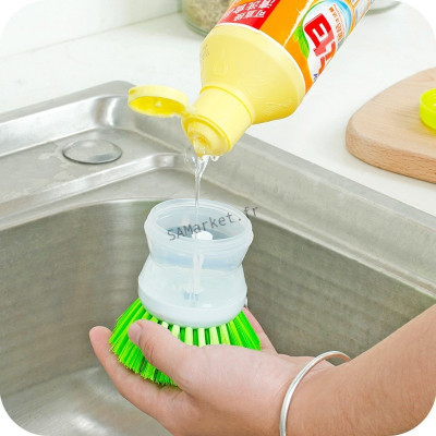 Brosse à récurer avec réservoir liquide vaisselle cif ou autres produits de nettoyage2