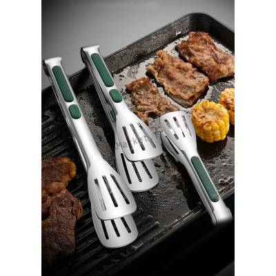 Pince pour barbecue grill steak haché merguez avec poignée antidérapante inox 17.5cm 23.5cm 28.5cm2
