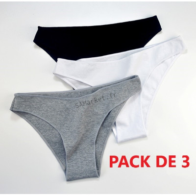 Pack de 3 slips culottes élastique taille basse pour femmes coton respirant7