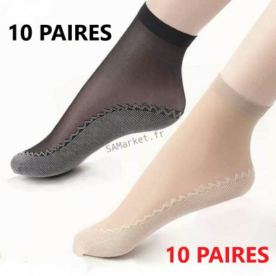 Pack de 10 paires de chaussette ultra mince taille unique genre collant transparent antidérapantes pour femme2
