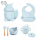 Set pour bébé en silicone sans BPA incassable antidérapant avec assiette et bol mug cup bavoir cuillère et fourchette apte au lave-vaisselle micro-ondes et congélateur réfrigérateur77