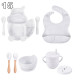 Set pour bébé en silicone sans BPA incassable antidérapant avec assiette et bol mug cup bavoir cuillère et fourchette apte au lave-vaisselle micro-ondes et congélateur réfrigérateur82