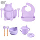 Set pour bébé en silicone sans BPA incassable antidérapant avec assiette et bol mug cup bavoir cuillère et fourchette apte au lave-vaisselle micro-ondes et congélateur réfrigérateur83