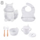 Set pour bébé en silicone sans BPA incassable antidérapant avec assiette et bol mug cup bavoir cuillère et fourchette apte au lave-vaisselle micro-ondes et congélateur réfrigérateur75