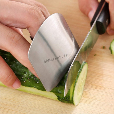 Bouclier protège-doigts anti-coupure pour cuisine découpe légume viande en inox 6.3cm x 5cm4