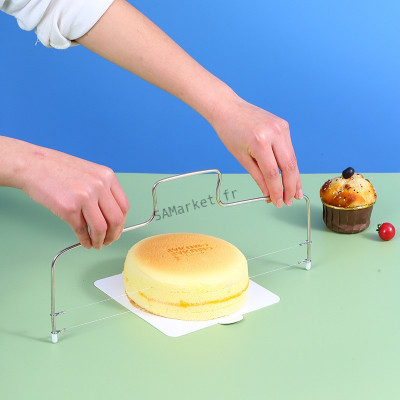 Coupe-gâteau horizontal acier inoxydable 33cm tranche gateaux pour fourrage3